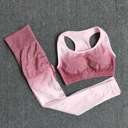 Aktiva uppsättningar sömlösa 2 -stycken Kvinnor Yoga Set Gym Clothing Fitness Workout Leggings Bra Sport Sy Sexig Athletic Tracksuit Wear