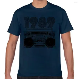 Męskie koszulki Tops Shirt Men 1989 Boombox Super Casual Black Geek Krótki męski tshirt xxx