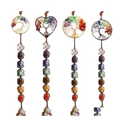 Party Favor Ups Natural Crystal Stone Pendant Handwoven Gravel Tree of Life Car Interior Decoration Accessories Drop Delivery Home G DHDAV