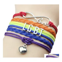 Braccialetti con ciondoli Lgbt Gay Pride per donne uomini Segno arcobaleno Mtilayer Bracciale avvolgente in pelle Moda Amicizia Gioielli fai da te Regalo Drop Deliv Otjgp