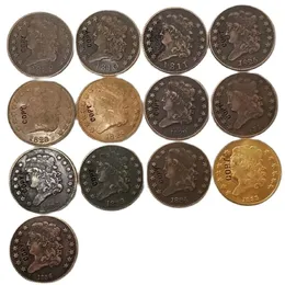 USA cały zestaw 1809-1836 Klasyczna głowa pół centa kopia monety metalowe rzemiosło specjalne prezenty