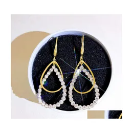 Dangle Chandelier Hollow Out Waterdrop Shaped Shinning Zircon Drop Earrings For Women Delivery Jewelry Dhzeb