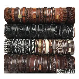 Charm Bracelets Mix Styles Handmade Braided Leather For Women Men Vintage Wristband Wrap Bangle Fashion Party Jewelry In Bk Drop Deli Oteso