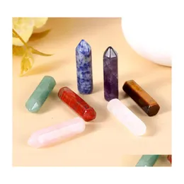 Konst och hantverk Natural Stone 32mm Hexagonal Prism Ornament Reiki Healing Chakra Quartz Mineral Crystal Tumbled Gemstone Hand Piece Dhzou