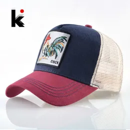 Boll Caps Baseball Rooster Brodery Hip Hop Hats Män Snapback andningsbara nät Bones mode Streetwear Cock Trucker Cap Women1