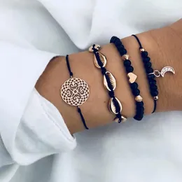 Link bransoletki łańcuch pulseras mejr złota metalowa konch bransoletka urok dla kobiet czarny sznur rączka plażowa boho set vintage Armband 2023