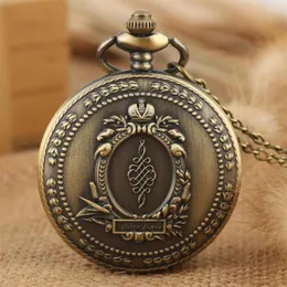 Pocket Watches Antique Bronze Quartz Watch Big Mirror Design Rrtro Pendant Halsband Klockgåvor för män Kvinnor FOB Sweater Chain