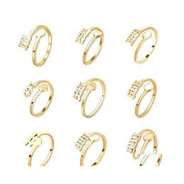 Anel de anjo de aço inoxidável exclusivo para mulheres para mulheres personalizadas personalizadas 111999 Número da sorte Jóias iniciais de moda de dedos dh9xv