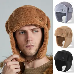 Berets Casual Trapper Hat Non-shrink Trooper Sherpa Splicing Fall Winter Male Hunting Earflap Cap Keep Warm