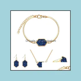 Armband ￶rh￤ngen halsband mode druzy drusy armband sier guld pl￤terad geometri faux sten f￶r kvinnor smycken droppleveransupps￤ttningar otufs