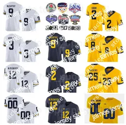 American College Football Wear James NCAA College Football Michigan Wolverines Jersey 12 Cade McNamara 9 JJ McCarthy 2 Blake Corum 3 AJ