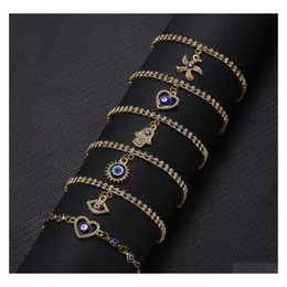 Urok bransolety niebieskie złe oko dla kobiet ręka serce rozgwiazda kryształowy łańcuch tenisowy w gruzaku moda biżuteria biżuteria