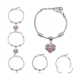 Charm armband familjemedlem diamant k￤rlek hj￤rtarmband kristall mamma dotter mormor tro tro hopp brev armband f￶r kvinnor mig ot9pi