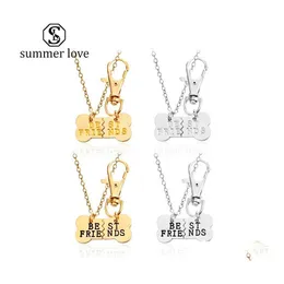 Pendant Necklaces Selling Bone Shape Friendship Pendants Keychain Necklace For Women Couple Sier Gold Plating Jewelry Set Fahion Hea Dhisr