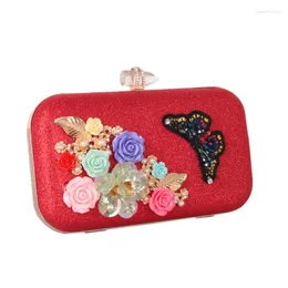 Evening Bags Women's Diamonds Resin Flower Dinner Bag Ladies Pearl Beaded Banquet Handbag For Cocktail Party Female