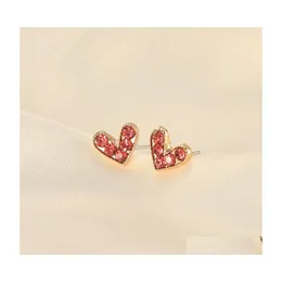 Stud Fashion Jewelry S925 Sier Needle Cute Heart Earrings Rhinstone Drop Delivery Dhguq