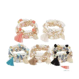 Charm armband bohemian p￤rlor f￶r kvinnor flickor mtilayer tofs armband mode boho stretch armband smycken tillbeh￶r sl￤pp leverera dhgkq