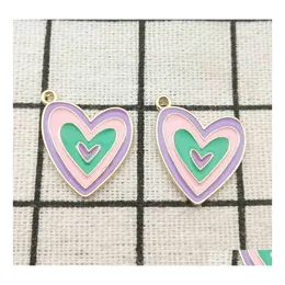 Charms 10Pcs Enamel Heart Charm Jewelry Accessories Earring Pendant Bracelet Necklace Zinc Alloy Diy Finding 20X2M Drop Delivery Fin Dhj4Q