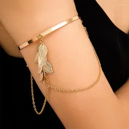 Bangle 2023 Boho Gold Silver Color Leaves Upper Arm Bracelet For Women Fashion Retro Jewelry Female Charms Bracelets