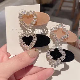 Velvet Rhinestone Heart Ribbon Hairpin for Women Girls Vintage Head Bangs Clips Headdress Female Hair Accessories 1508