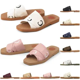 Chinelos femininos sandálias de grife Woody mules tamancos femininos tamancos sandália de madeira de luxo bege claro bege branco preto slides sapatos rasos planos plataforma flip flop