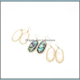 Dangle żyrandol moda złota geometria kolor biała skorupa urok Druzy kolczyki dla kobiet marki biżuterii upuszczenie dostarczka OTJG3