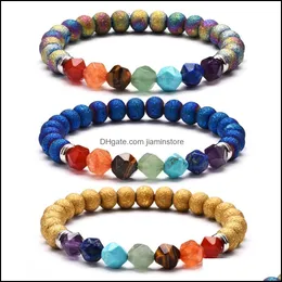 Perlen Naturstein Armband Kristall Quarz Heilpunkt 7 Chakra Drop Lieferung Schmuck Armbänder Otjmk