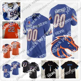 Futebol americano de futebol universitário usa Boise State Custom State Broncos 2019 NCAA Football Qualquer Nome Número Branco laranja preto azul 10 perseguição 19 Hank