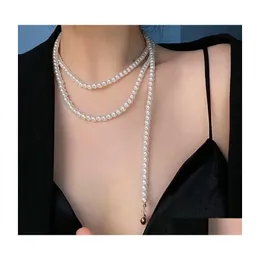 Colares pendentes elegantes pérolas para mulheres colar sólido cardíaco geométrico Cheger Clavicle Chain Collar Jewelry Giftspond Drop Deli Dhjkl