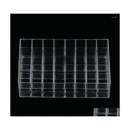 Förvaringslådor fack 24/36/40 Transparent Grid Acrylic Cosmetic Display Stand Lipstick Box Makeup Make Up Case Sundry Jewelry Tools DHFMI