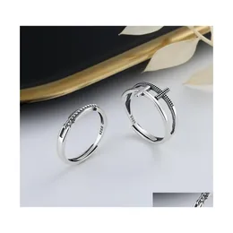 Cluster Rings S стерлинги Sier Retro Double Cross Twist Ring Женщины простые для работы на ужин из ювелирных изделий Drop Drow Dh0HV