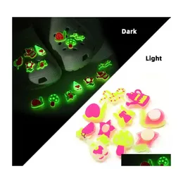 Shoe Parts Accessories Garden Magic Style Luminous Croc Charms 2D Soft Pvc Glow In The Dark Decorations Fluorescent Clog Buttons C Dh7Tk