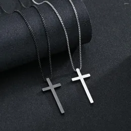 Hänge halsband kors halsband för män kvinnliga katolisismen Jesus silver färg rostfritt stål unisex krage kyrkan bön tron ​​smycken