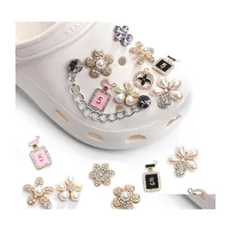 Sko delar tillbehör 5 st/parti strass bling croc charms legering blommor charm dekoration spänne trosknappar pins droppleverans s dhwab