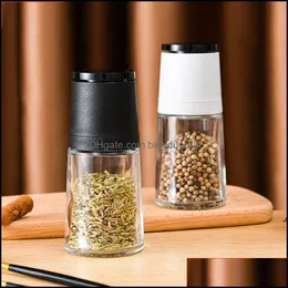 Mills Glass Pepper Grinder Manual Salt Peppers Mill Herb Spice Shakers Kitchen Tools Adjustable Grinding Gadgets Cooking Accessories Otidf