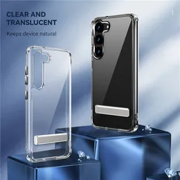 Slim Crystal Clear Hard Phone Case mit Kickstand für Samsung Galaxy S23 S22 Ultra Plus