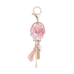 Porte-clés mode charme Rose Rose fleurs femmes sac romantique pendentif gland porte-clés bijoux cadeaux livraison directe Otzuc