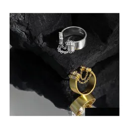 Pierścienie klastrowe Siology 925 Sterling Sier Blosy Blossy Cyrcon Chain Tassel szeroko dla kobiet projektantka prosta luksusowa biżuteria w biurze Korea D Dhjz0
