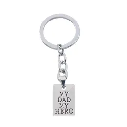 Key Rings Creative Carved My Dad Hero English Letters Pendant Keychain Dog Tag Father Car Accessories Gift Drop Delivery Jewelry Dhlfp