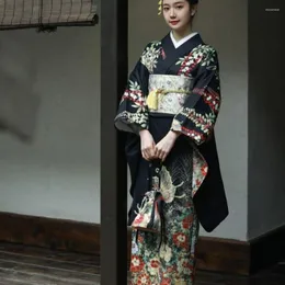 Ethnic Clothing Kimonos Women Traditional Yukata Evening Dress Vintage Flower Kimono Gown Noble Geisha Cosplay Costumes Classic Robe