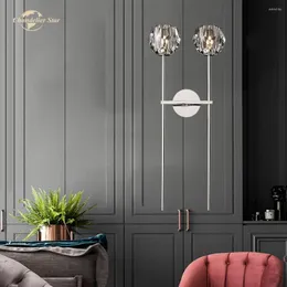 Lampy ścienne Boule de Crystal przezroczystość podwójna kinkiet nowoczesny retro mosiądz chromowany czarny sypialnia salon korytarza