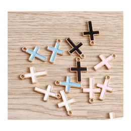 السحر 10pcs 11x17mm 4 Color Cross Cross for Strailaces Arrings Diy Monamel Pendants Handmade Jewelry Accessorie Making Drop Deliv dhje9