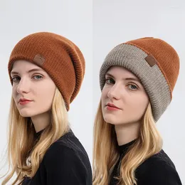 Berets Winter Outdoor Warm Lätzchen Wollmütze Set Skimaske Kappen Paare Stricken und Schal Zweiteilig