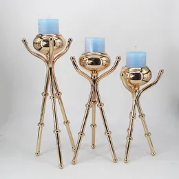 Candle Holders IMuwen Metal Krótki stojak moda ślub Znakomity stolik przyjęcie przyjęcia domowe dekoracja IM757