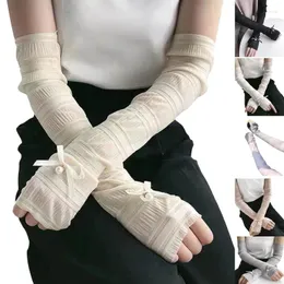 Knäskydd sexiga spetsar anti-uv långa handskar med pärla dekor scen prestanda ihålig punk hip hop kvinnor armbågslängd y1ua