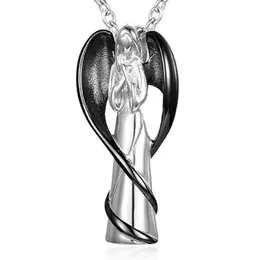 Pendant Necklaces Cremation Urn Necklace For Ashes Angel Wing Keepsake Locket Stainless Steel Cross Jewelry Waterproof Memorial PendantPenda