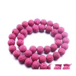 الفنون والحرف 48 ٪/Lot 8mm Colourf Lava Stone Rock Rock Round Rould Ball Diy Essental Oil Diffuser Bracelet Ma Dhovj