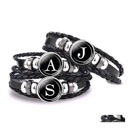 Charm armband 26 bokstav rep mode handgjorda vävda läder mti lager manschett armband armband smycken för kvinnor dhs q356fz droppe delive dhveg