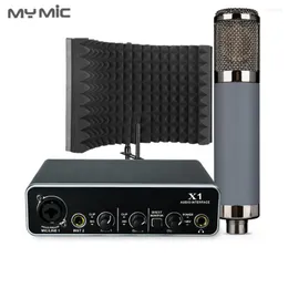 Mikrofonlar Me2x Profesyonel Stüdyo Ekipmanı Set USB Ses Kartı Arayüzü Kondenser Mikrofon İzolasyon Kalkanı ile Vokal Kaydı için
