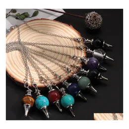 Arts And Crafts Natural Stone Crystal Pendant Charms Red Agates Pendum Circar Cone Divination Amet Choker Jewelry Accessories For Un Dhu2L
